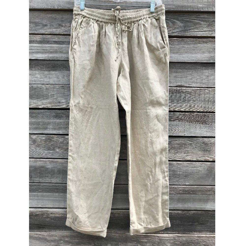 J.Crew Beige Linen Drawstring Pull-up Pants